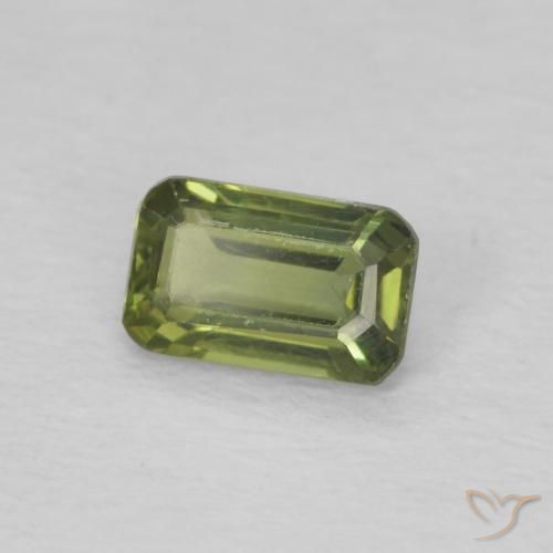 0.44 ct Green Sapphire Stone, Natural Sapphire in Octagon Step Cut Shape for Sale
