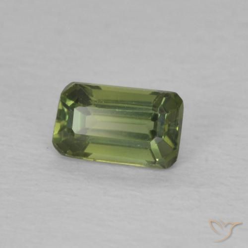 0.48 ct Green Sapphire Stone, Natural Sapphire in Octagon Step Cut Shape for Sale