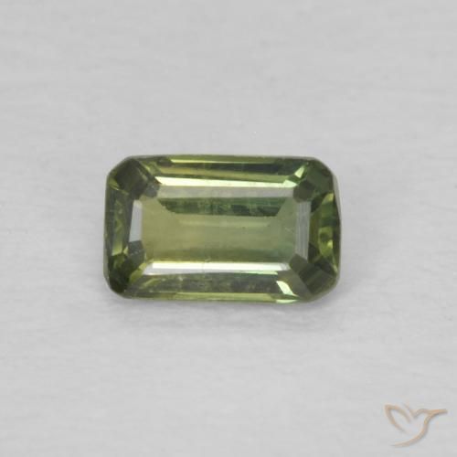 0.41ct Natural Warm Green Sapphire, Emerald Cut, VVS