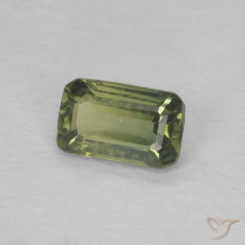 0.41 ct Green Sapphire Stone, Natural Sapphire in Octagon Step Cut Shape for Sale