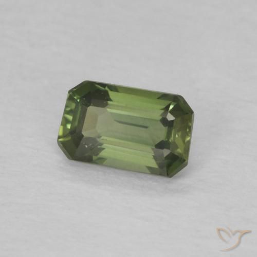 0.41 ct Green Sapphire Stone, Natural Sapphire in Octagon Step Cut Shape for Sale
