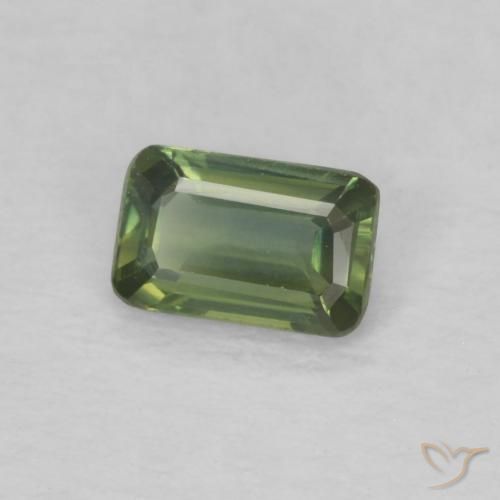 0.41 ct Green Sapphire Stone, Natural Sapphire in Octagon Step Cut Shape for Sale