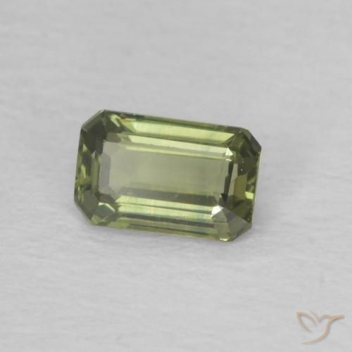 0.42 ct Green Sapphire Stone, Natural Sapphire in Octagon Step Cut Shape for Sale
