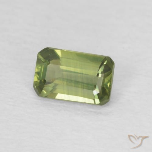 0.44 ct Green Sapphire Stone, Natural Sapphire in Octagon Step Cut Shape for Sale