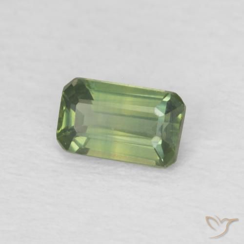 0.40 ct Green Sapphire Stone, Natural Sapphire in Octagon Step Cut Shape for Sale