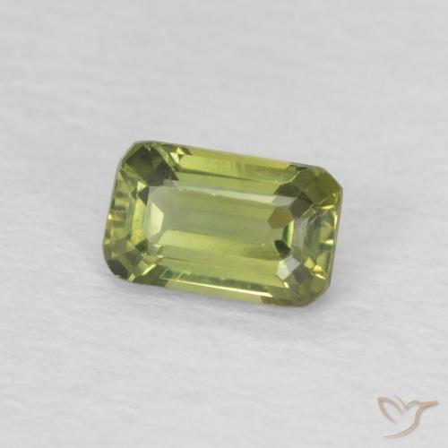 0.46 ct Green Sapphire Stone, Natural Sapphire in Octagon Step Cut Shape for Sale