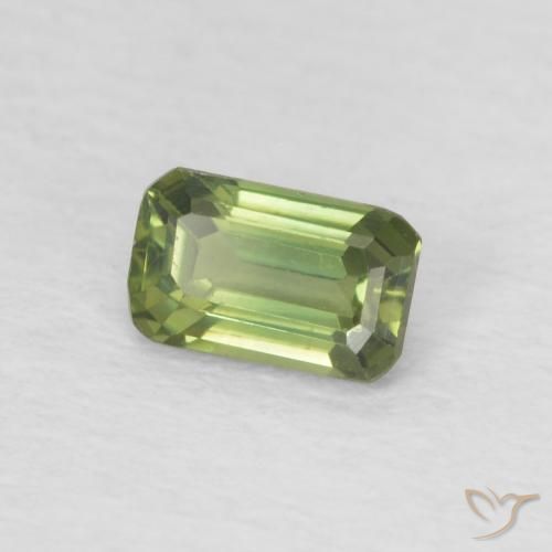 0.44 ct Green Sapphire Stone, Natural Sapphire in Octagon Step Cut Shape for Sale