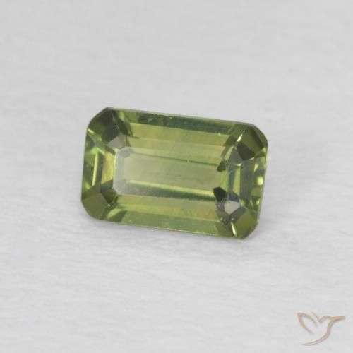 0.44 ct Green Sapphire Stone, Natural Sapphire in Octagon Step Cut Shape for Sale