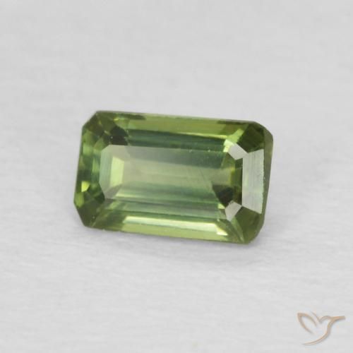 0.48 ct Green Sapphire Stone, Natural Sapphire in Octagon Step Cut Shape for Sale