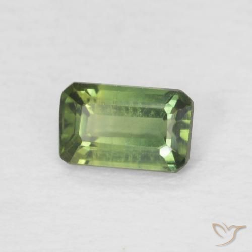 0.46 ct Green Sapphire Stone, Natural Sapphire in Octagon Step Cut Shape for Sale