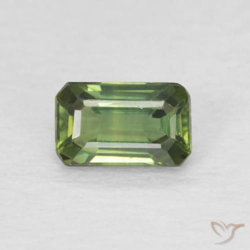 0.46ct Natural Medium Light Green Sapphire, Emerald Cut, VS