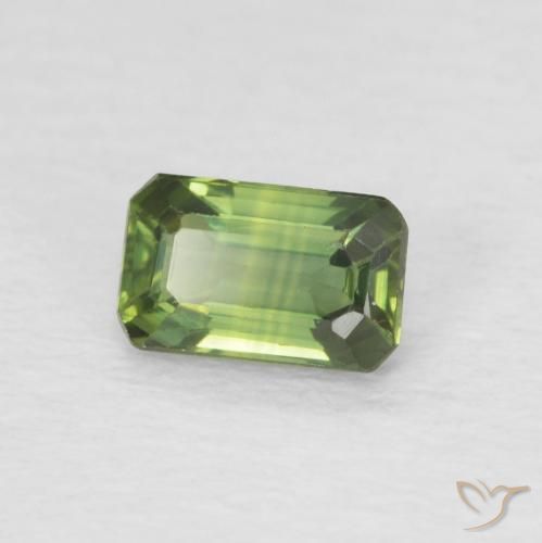 0.46 ct Green Sapphire Stone, Natural Sapphire in Octagon Step Cut Shape for Sale