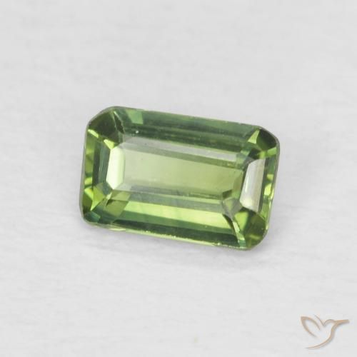 0.38 ct Green Sapphire Stone, Natural Sapphire in Octagon Step Cut Shape for Sale