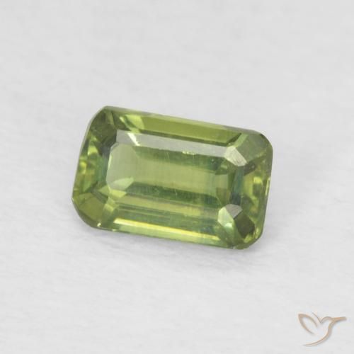 0.43 ct Green Sapphire Stone, Natural Sapphire in Octagon Step Cut Shape for Sale