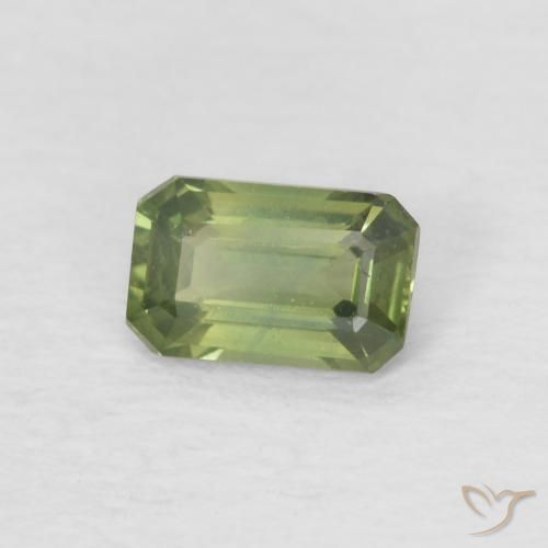 0.44 ct Green Sapphire Stone, Natural Sapphire in Octagon Step Cut Shape for Sale