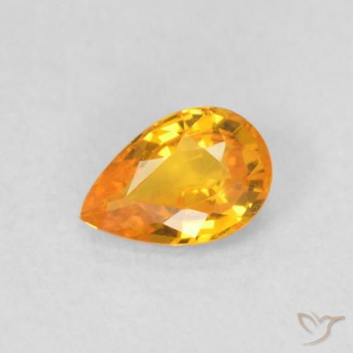 0.51ct Natural Medium Orange Sapphire, Pear Shape, VVS-VS
