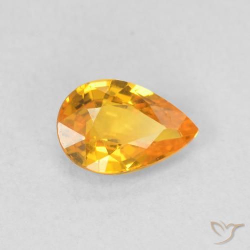 0.51 ct Golden Sapphire Stone, Natural Sapphire in Pear Facet Shape for Sale