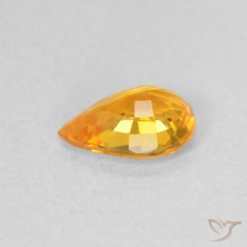 Sapphire Gemstone in 6.1 x 4.3 mm Size for Sale, Sapphire Stone in Medium Orange Color
