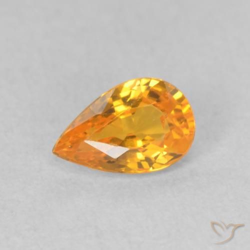 0.51ct Natural Deep Orange-Gold Sapphire, Pear Shape, VVS-VS