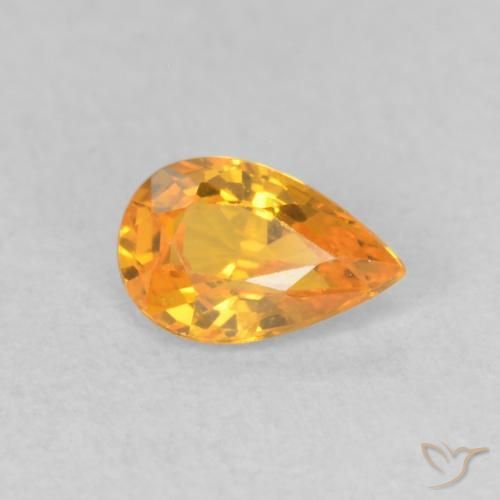 0.51 ct Golden Sapphire Stone, Natural Sapphire in Pear Facet Shape for Sale