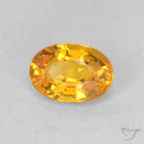 0.68 ct Golden Sapphire Stone, Natural Sapphire in Oval Facet Shape for Sale