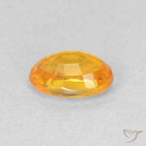 Sapphire Gemstone in 6 x 4.2 mm Size for Sale, Sapphire Stone in Deep Orange-Gold Color