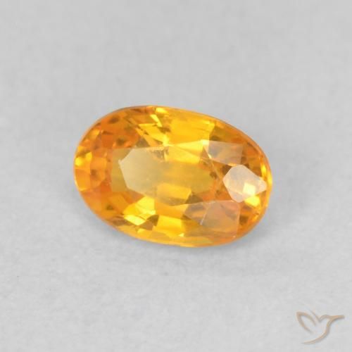 0.57 ct Golden Sapphire Stone, Natural Sapphire in Oval Facet Shape for Sale