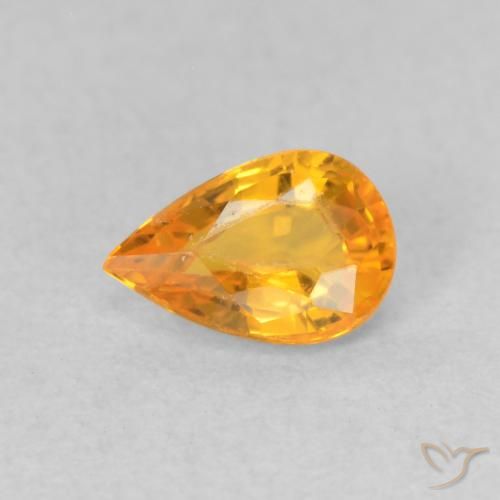 0.53 ct Golden Sapphire Gemstone, Sapphire Gem in Pear Facet Shape for Sale.