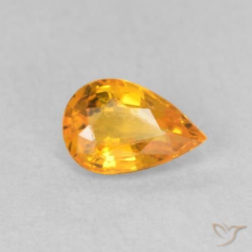 0.53 ct Golden Sapphire Stone, Natural Sapphire in Pear Facet Shape for Sale