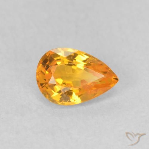 0.51 ct Golden Sapphire Stone, Natural Sapphire in Pear Facet Shape for Sale