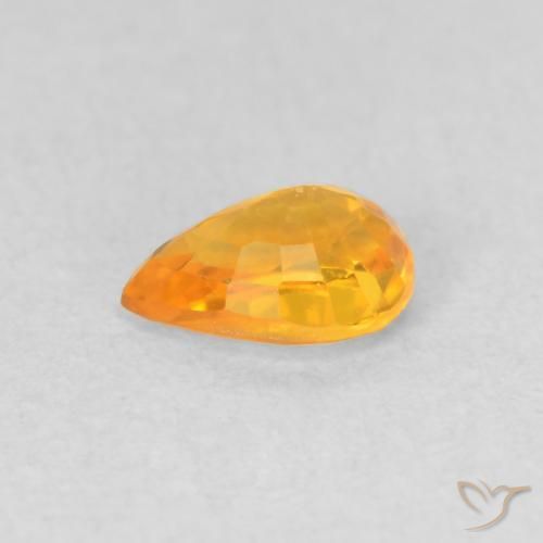 Sapphire Gemstone in 5.8 x 4 mm Size for Sale, Sapphire Stone in Orange-Gold Color