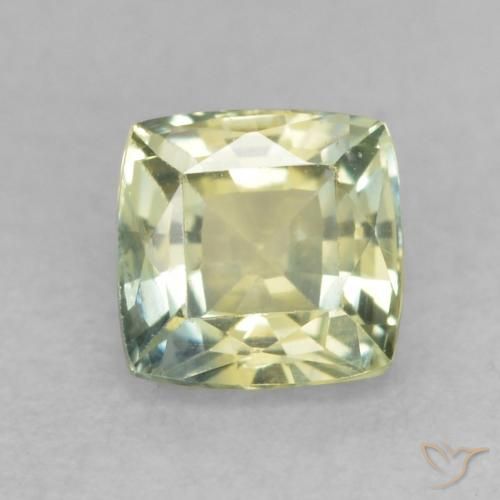 0.58ct Natural Yellowish Green Sapphire, Cushion, VS-SI