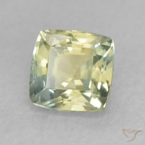 0.58 ct Green Sapphire Stone, Natural Sapphire in Cushion-Cut Shape for Sale