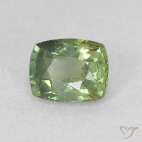 0.58 ct Green Sapphire Stone, Natural Sapphire in Cushion-Cut Shape for Sale