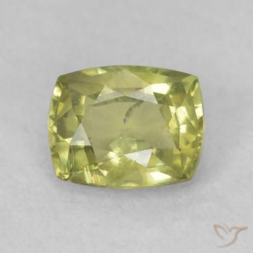 0.70ct Natural Yellowish Green Sapphire, Cushion, VS-SI