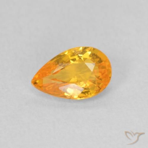 0.47ct Natural Bright Orange Sapphire, Pear Shape, VS