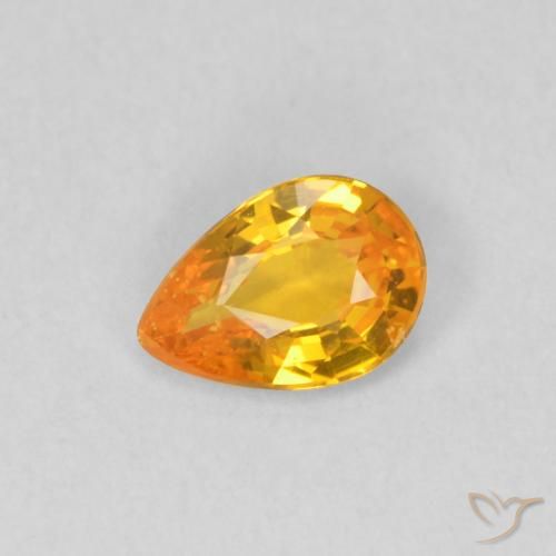 0.39ct Natural Bright Orange Sapphire, Pear Shape, VS