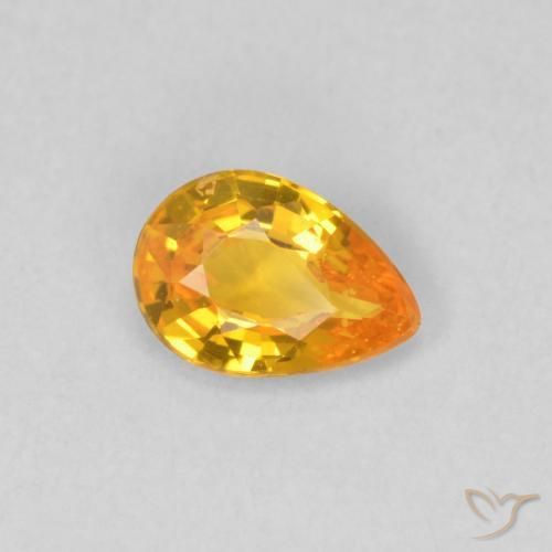 0.39 ct Orange Sapphire Stone, Natural Sapphire in Pear Facet Shape for Sale