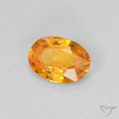 0.48 ct Orange Sapphire Stone, Natural Sapphire in Oval Facet Shape for Sale