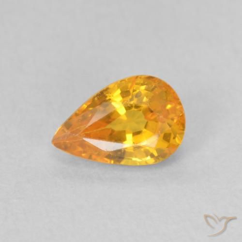 0.60ct Natural Bright Orange Sapphire, Pear Shape, VS
