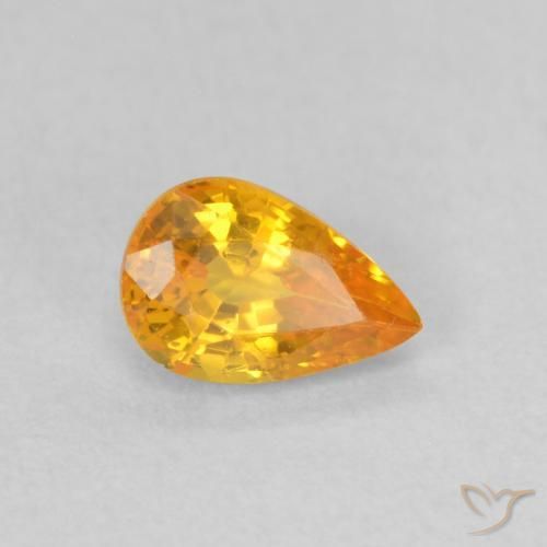 0.60 ct Orange Sapphire Stone, Natural Sapphire in Pear Facet Shape for Sale