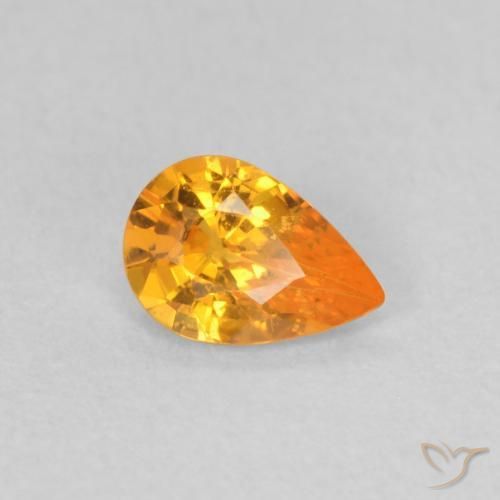 0.44ct Natural Bright Orange Sapphire, Pear Shape, VS