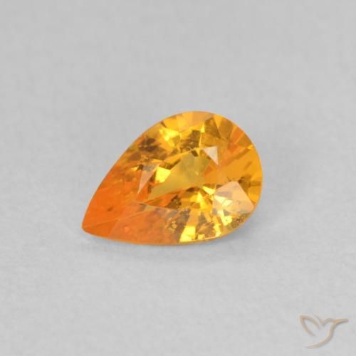 0.44 ct Orange Sapphire Stone, Natural Sapphire in Pear Facet Shape for Sale