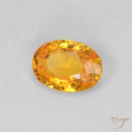 0.52 ct Orange Sapphire Stone, Natural Sapphire in Oval Facet Shape for Sale