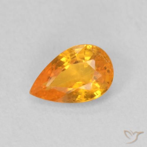 0.54 ct Orange Sapphire Gemstone, Sapphire Gem in Pear Facet Shape for Sale.