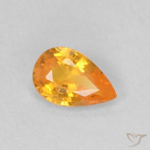 0.54 ct Orange Sapphire Stone, Natural Sapphire in Pear Facet Shape for Sale