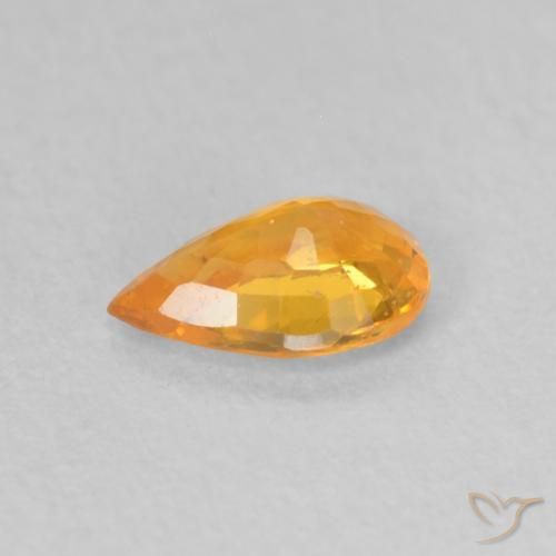 Sapphire Gemstone in 6.3 x 4.1 mm Size for Sale, Sapphire Stone in Medium Orange Color