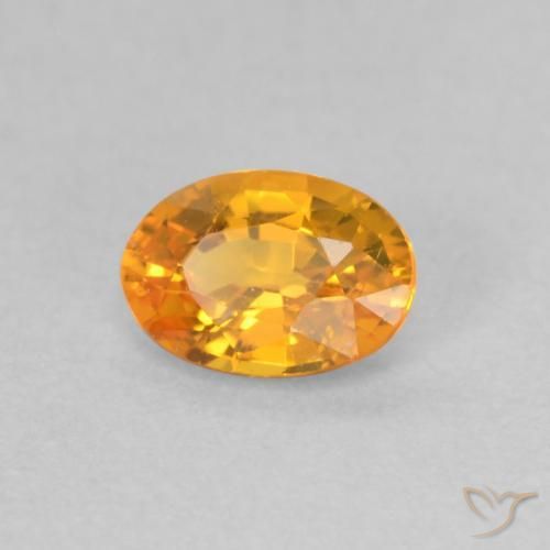 0.59 ct Orange Sapphire Stone, Natural Sapphire in Oval Facet Shape for Sale