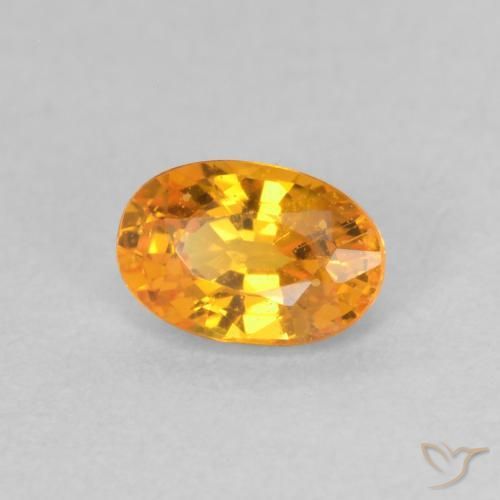 0.65 ct Orange Sapphire Stone, Natural Sapphire in Oval Facet Shape for Sale