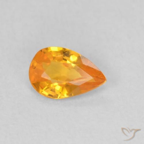 0.40 ct Orange Sapphire Stone, Natural Sapphire in Pear Facet Shape for Sale